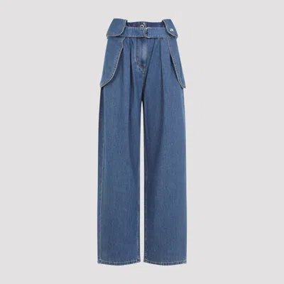 Loewe Womens Light Blue Side-flap Balloon-leg High-rise Jeans