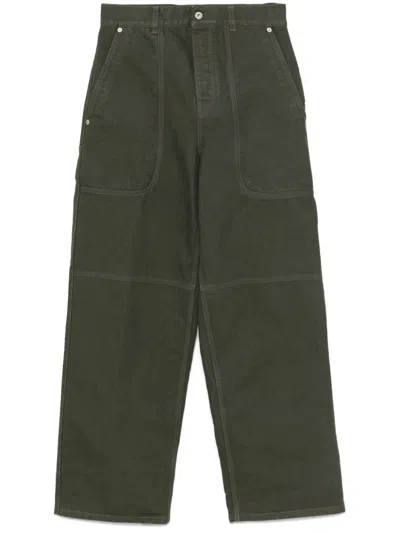 Loewe Khaki Cotton Cargo Pant In Green