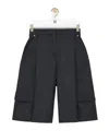 Loewe Wool-blend Check Cargo Shorts In Gray