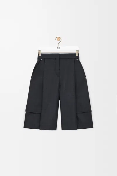 Loewe Wool-blend Check Cargo Shorts In Black