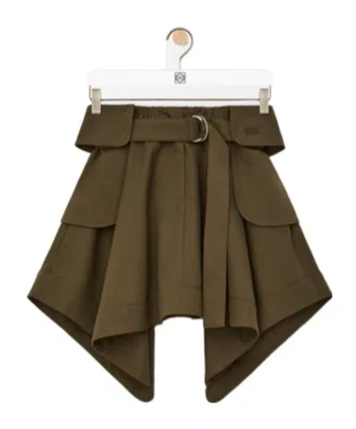 Loewe Cargo Skirt In Cotton And Silk In Brown