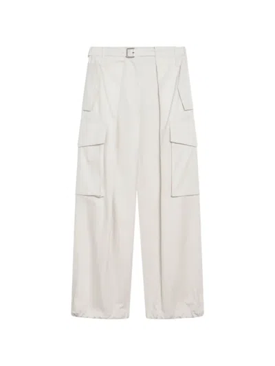 Loewe Ivory Cotton And Silk Cargo Trousers In White