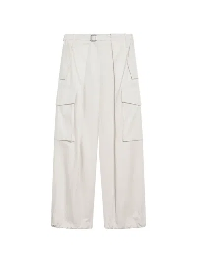 Loewe Cargo Trousers In Cotton And Silk In White