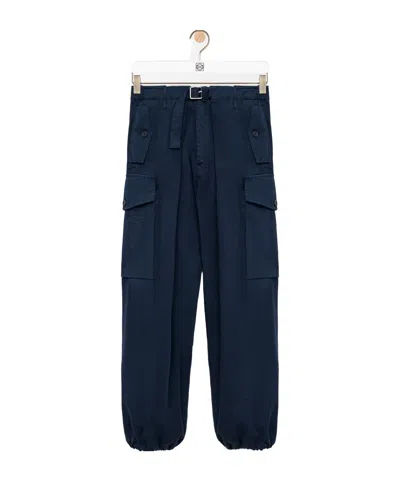 Loewe Cargo Trousers In Cotton In Blue