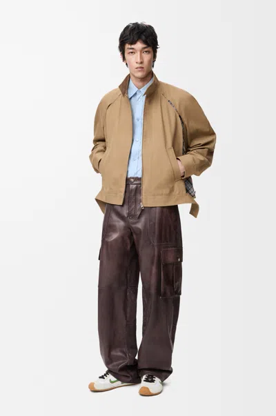 Loewe Cargo Trousers In Nappa Lambskin And Cotton Size: 48 For Man In Brown
