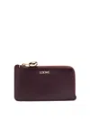 Loewe Pebble Leather Zipped Card Case In Brown