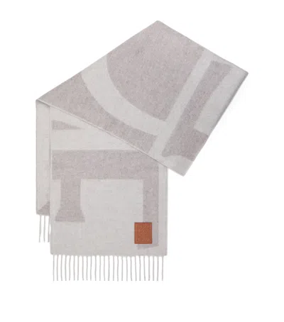 Loewe Cashmere Anagram Scarf In Gray