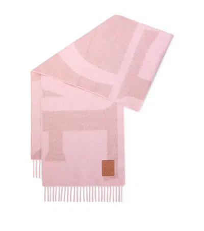 Loewe Cashmere Anagram Scarf In Pink