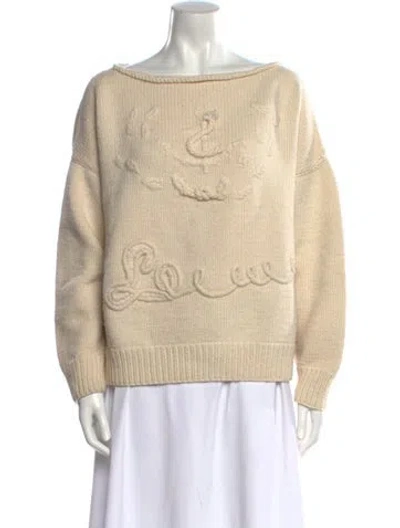 Pre-owned Loewe Cashmere Bateau Neckline Sweater In Neutral