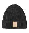 Loewe Anagram Ribbed-knit Cashmere Beanie In Black