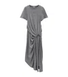 Loewe Asymmetric Knotted Jersey Midi Dress In Grey