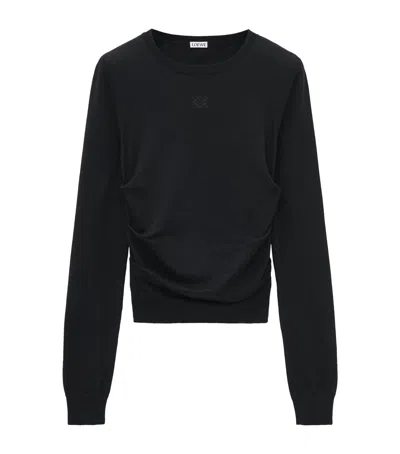Loewe Cashmere-blend Draped Sweater In Black