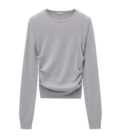 Loewe Cashmere-blend Draped Sweater In Grey