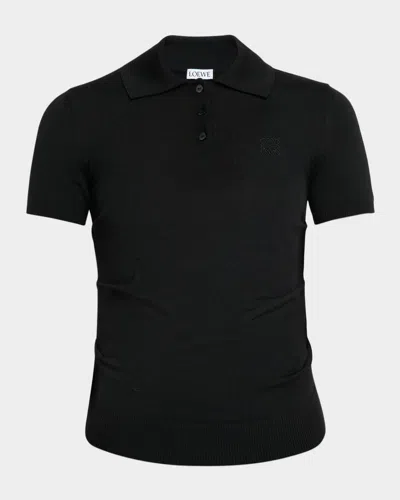 Loewe Cashmere-blend Polo Sweater In Black