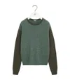 Loewe Cashmere-blend Two-tone Cable-knit Sweater In Green