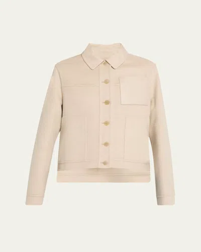 Loewe Cashmere Blend Workwear Jacket With Anagram Pocket In Light Beige Melange