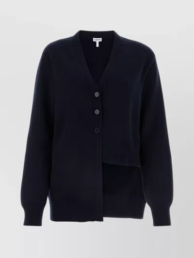 Loewe Button-fastening Asymmetric Cardigan In Blue