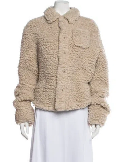 Pre-owned Loewe Cashmere Faux Fur Coat In Neutrals