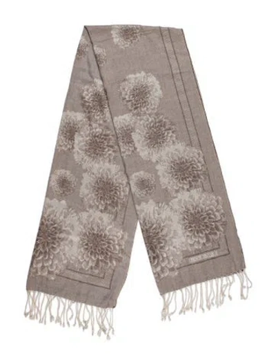 Pre-owned Loewe Cashmere Floral Print Scarf In Neutrals