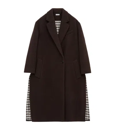 Loewe Cashmere Gingham-lined Coat In Brown