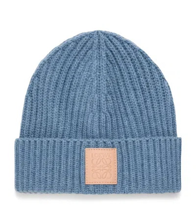 Loewe Cashmere Logo Beanie In Blue
