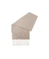Loewe Logo Fringe Wool-blend Scarf In Nude