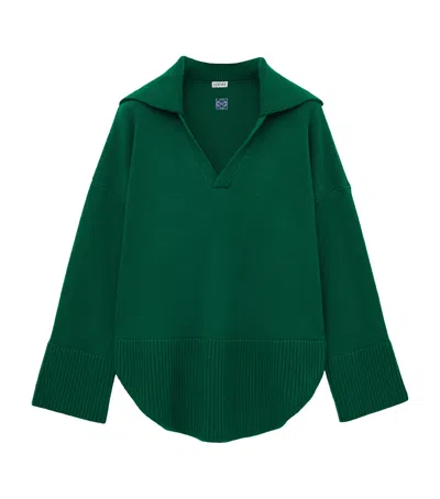Loewe Cashmere Polo Sweater In Green