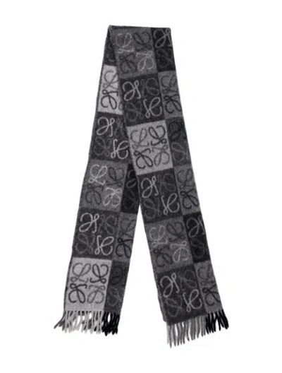 Pre-owned Loewe Cashmere Printed Scarf In Gray