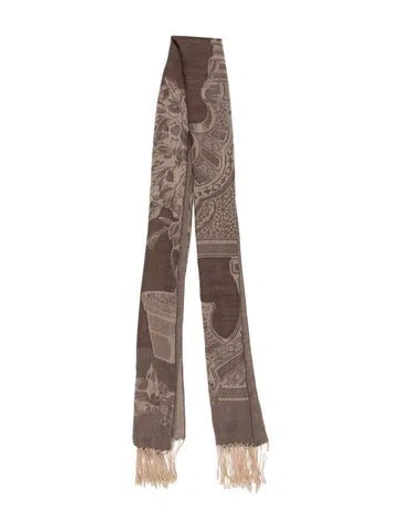 Pre-owned Loewe Cashmere Printed Scarf In Neutral