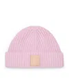 Loewe Womens Light Pink Anagram-patch Ribbed Cashmere Hat In Pink