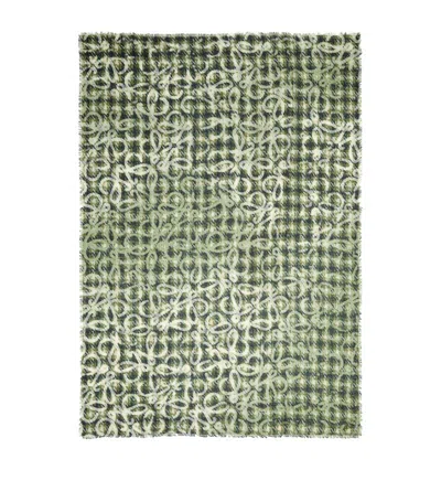 Loewe Cashmere-silk Anagram Shawl In Green