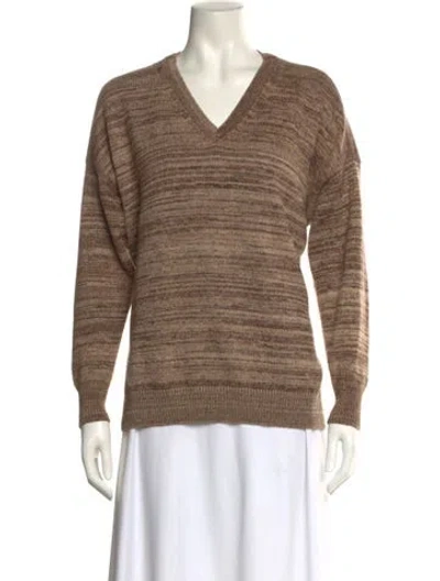 Pre-owned Loewe Cashmere Striped Sweater In Brown