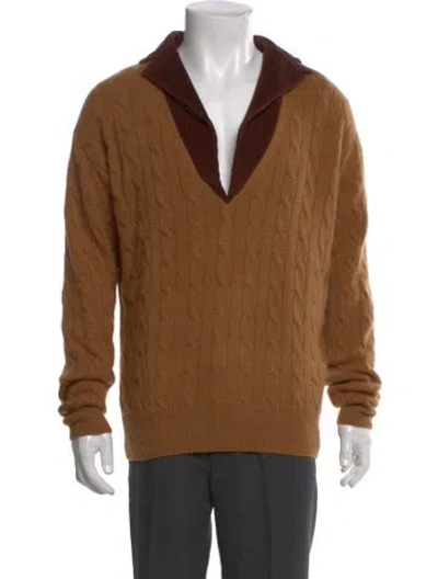Pre-owned Loewe Cashmere V-neck Cardigan In Brown