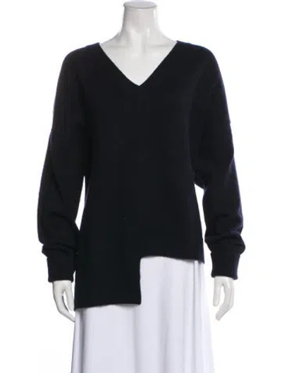 Pre-owned Loewe Cashmere V-neck Sweater In Blue
