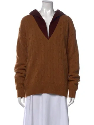 Pre-owned Loewe Cashmere V-neck Sweater In Brown