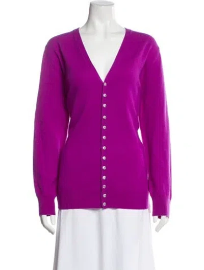 Pre-owned Loewe Cashmere V-neck Sweater In Purple