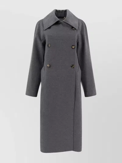 Loewe Cashmere Wool Double-breasted Outerwear In Gray