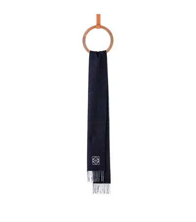 Loewe Cashmere-wool Two-tone Anagram Scarf In Blue