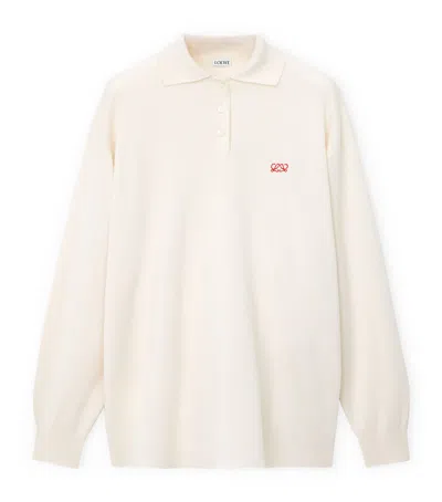 Loewe Cashmere-blend Polo Sweater In White