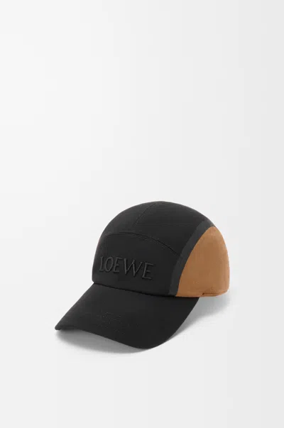 Loewe Camp Cap In Canvas And Suede Size: M For Man In Black