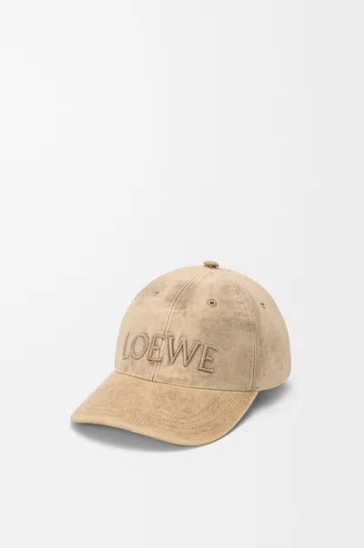 Loewe Logo-embroidered Cotton Cap Hat In Neutral