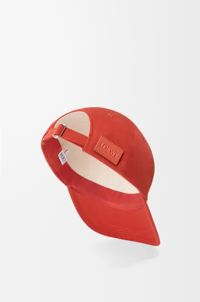 Loewe Cap In Cotton Canvas Size: L For Woman In Red
