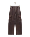 Loewe Mens Brown Wide-leg Side-pocket Leather Cargo Trousers In Brown