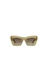 Loewe Womens Transparent Olive Beveled Cat-eye Acetate Sunglasses In Brown