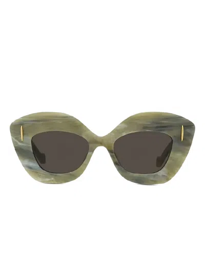 Loewe Cat-eye Marble-pattern Sunglasses In Green