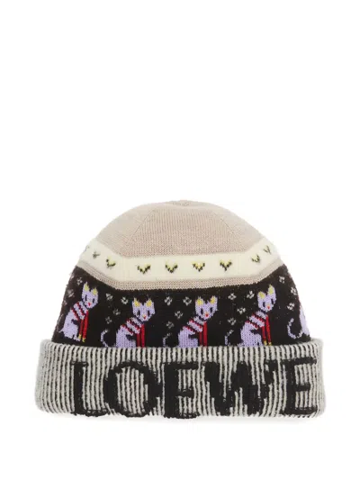 Loewe X Louis Wain Futurist Cat Beanie In Pattern