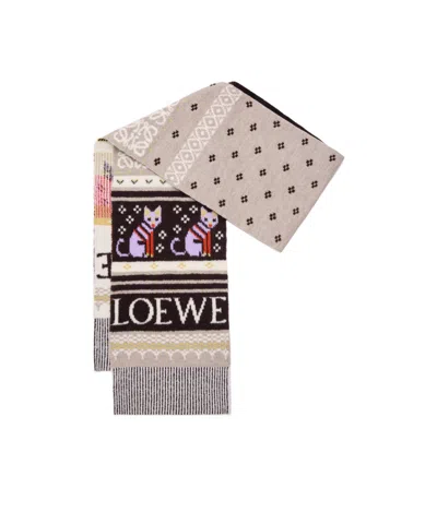 LOEWE CAT-MOTIF PATTERNED SCARF