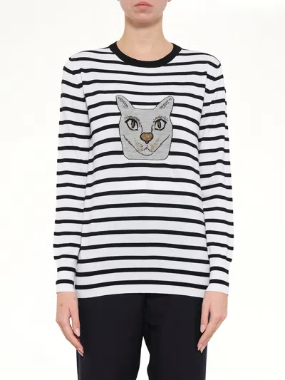 Loewe Cat Sweater Stripes In Black