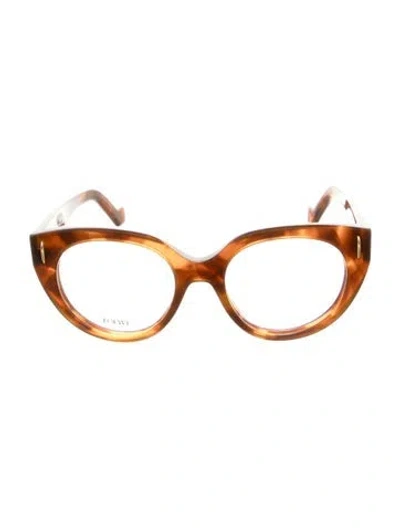 Pre-owned Loewe Cat-eye Eyeglasses In Brown