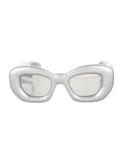Pre-owned Loewe Cat-eye Mirrored Sunglasses In Silver